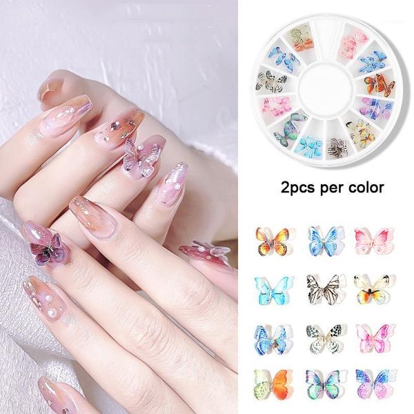 

3d resin butterfly nail jewelry art charms decorations handmade mini diy manicure supplies 20211, Silver;gold