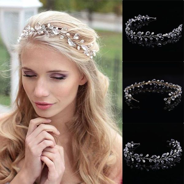 

hair clips & barrettes fashion women tiara comb crystal bouquet bridal wedding party accessories ea, Golden;silver