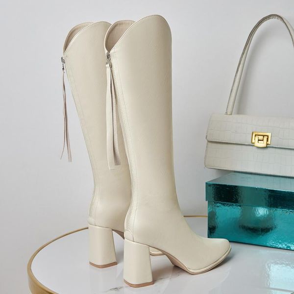 

boots 2021 back zip winter lady women's rubber shoes rain round toe thigh high heels zipper autumn over-the, Black