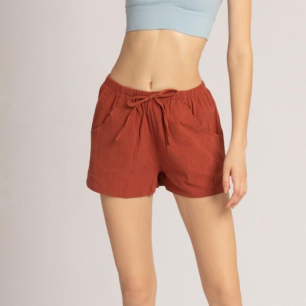 

yoga outfit cotton linen material loose drawstring sports shorts women fashion wild running jogging outdoor fitness gym