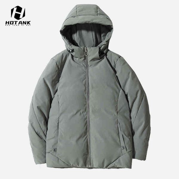 

warm men ets coat casual stand collar puffer thick hat solid color white duck parka male men's winter down et 3xl, Black;white