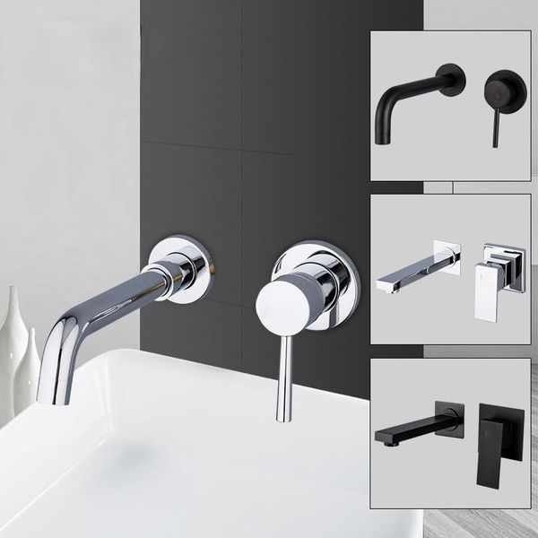 

bathroom sink faucets 2021wall mounted basin faucet brass single handle mixer tap & cold water bath mablack y10050/-1