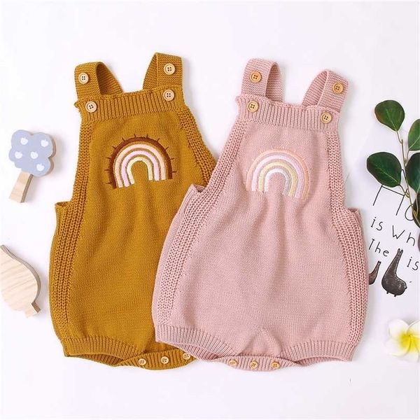 

ma&baby 3-24m born infant girl boy rainbow romper knitted jumpsuit overalls cute toddler costumes 211101, Blue
