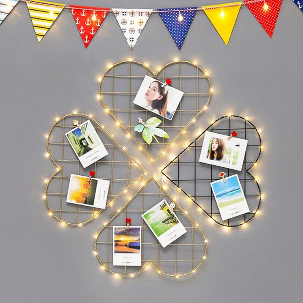 

hooks & rails nordic metal mesh wall hanging collage frame po postcard display storage rack home diy decoration shelf