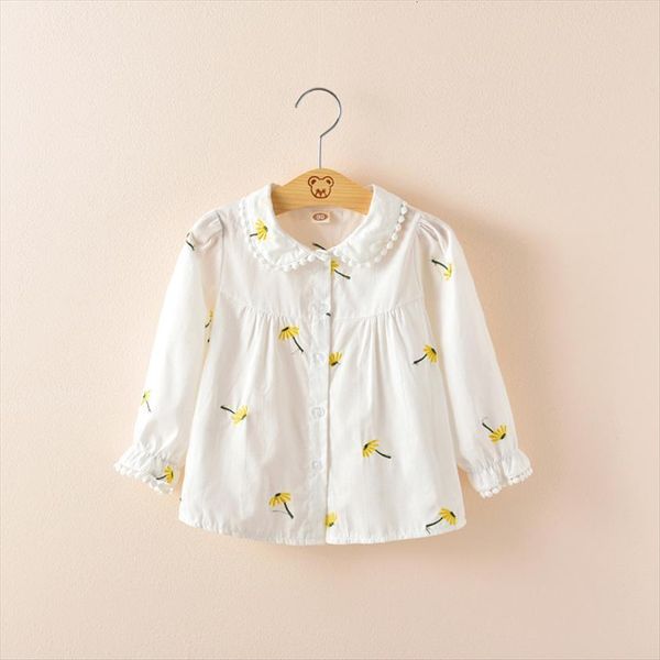 

children printed flower shirt baby girl autumn long sleeved blouse, White;black