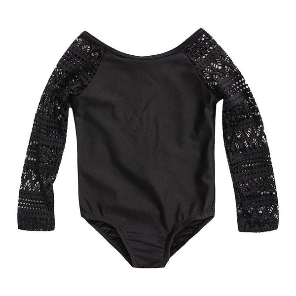 

children's swimwear girls' one piece swimsuit 2021 princess black lace little baby long sleeve beachwear yz2002 one-pieces
