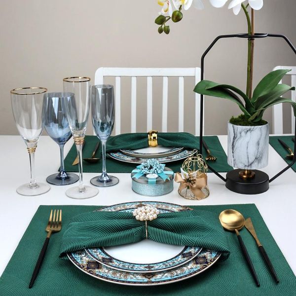 

table runner harting yarn-dyed jacquard mat heat resistant non-slip placemat 45*32cm rectangle for dinning room