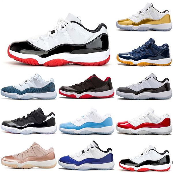 

2022 new fashion men low basketball shoes 11s bred concord infrared university blue varsity red rose gold closing ceremony navy gum sports