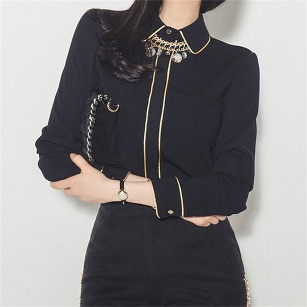 

vintage mujer elegant single-breasted plaid grid women blouse shirts turn-down collar puff-sleeve loose female blusas 210603, White