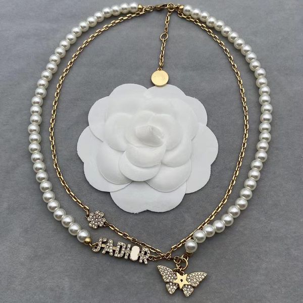 

dijia / 2022 new full diamond butterfly ja letter necklace, Silver