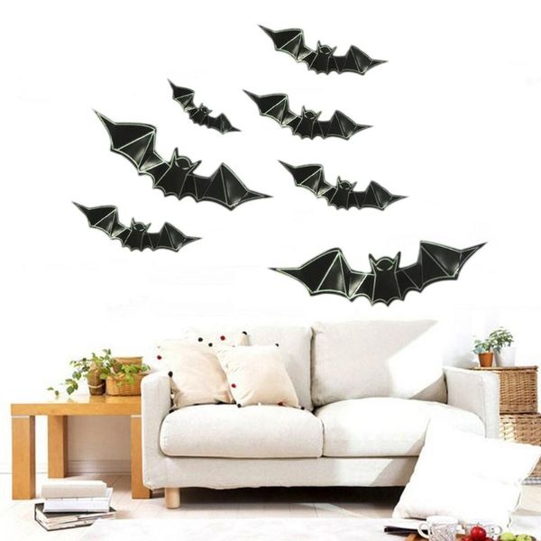 

wall stickers 24 pcs/2 packs 16.5x8cm pvc luminous 3d bat horrible decoration for living room bedroom