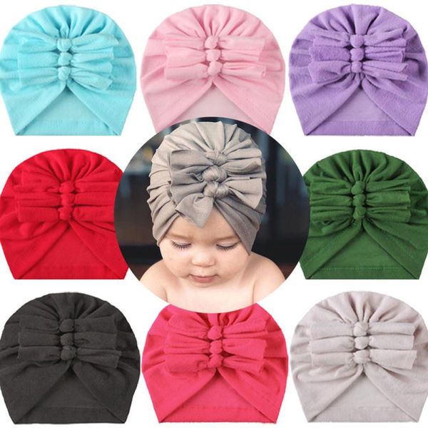 

caps & hats baby soft turban cap 11 colors cotton solid color bow knot wrap pography props accessories dropship, Yellow