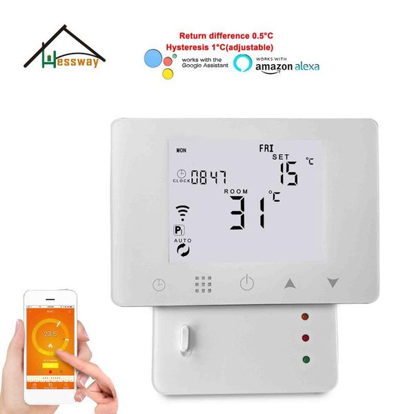

smart home control nc/no water valve,electric actuator app wifi&rf wireless thermostat floor heating for works with alexa google