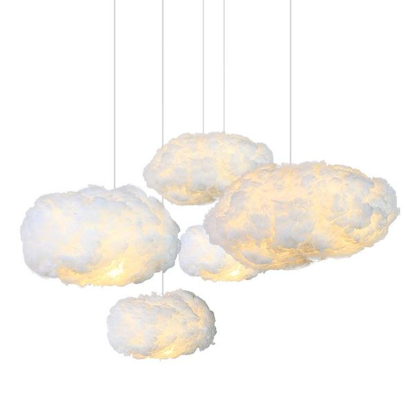 

pendant lamps nordic cloud lamp chandelier warm bedroom children's room silk cotton personalized led commercial lighting