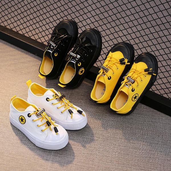 

athletic & outdoor 2021 children's canvas shoes korean boys and girls cloth soft sole kids board elastic cord casual flats student, Black