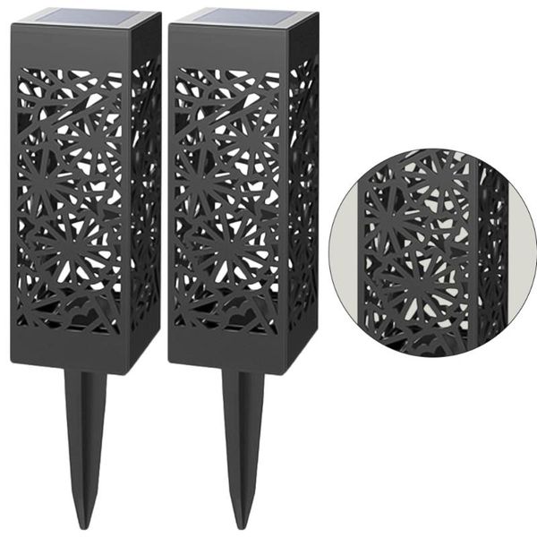 

2pcs hollow solor power lawn stick lamp light garden landscape for yard driveway outdoor (warm light, white lig decorations