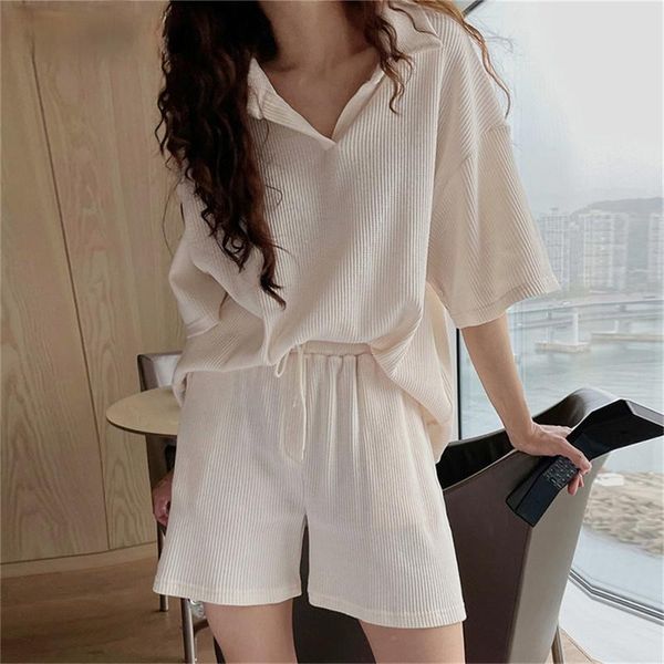 

women's tracksuits casual women summer 2 two piece outfits short sleeve and high waist pant leisure loose sports shorts set, Gray