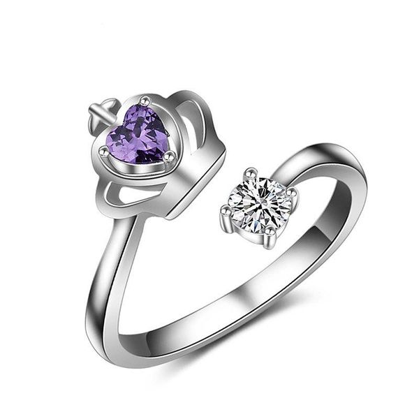 

wedding rings fashion silver opening crown ring adjustable creative cz for women egagement charm jewelry gift, Slivery;golden