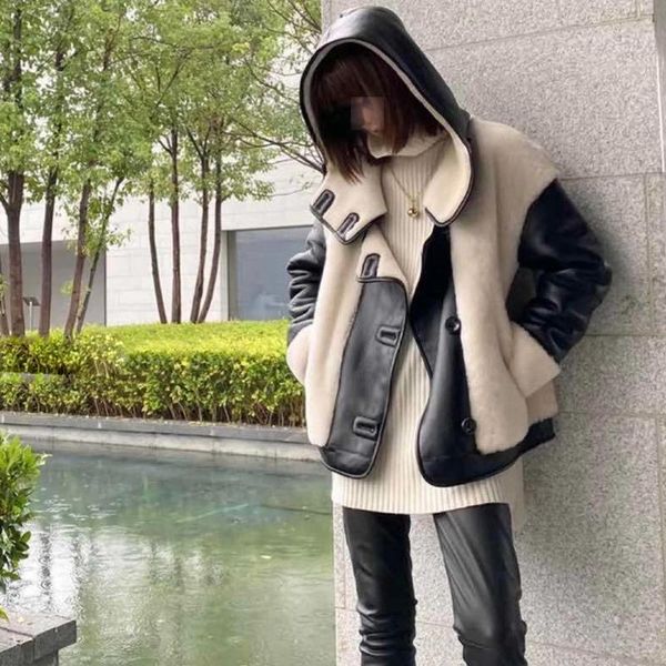 

women's fur & faux 2021 women winter jackets genuine sheepskin sheared sheep coats female leather whole skin natural outwear luxury, Black