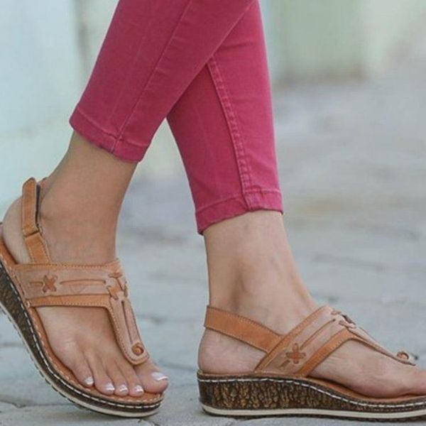 

sandals plus size 2021 wedge heel flip-flop buckle belt outer wear women's women shoes high, Black