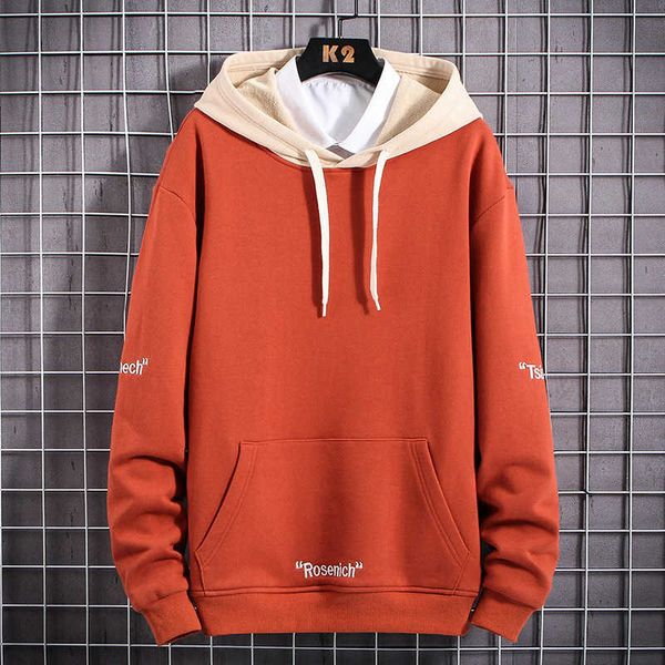 

men hoodie embroidery rosenich 100% polyester casual hooded sweatshirts pullover homme hoodies dress male wholesale 210601, Black
