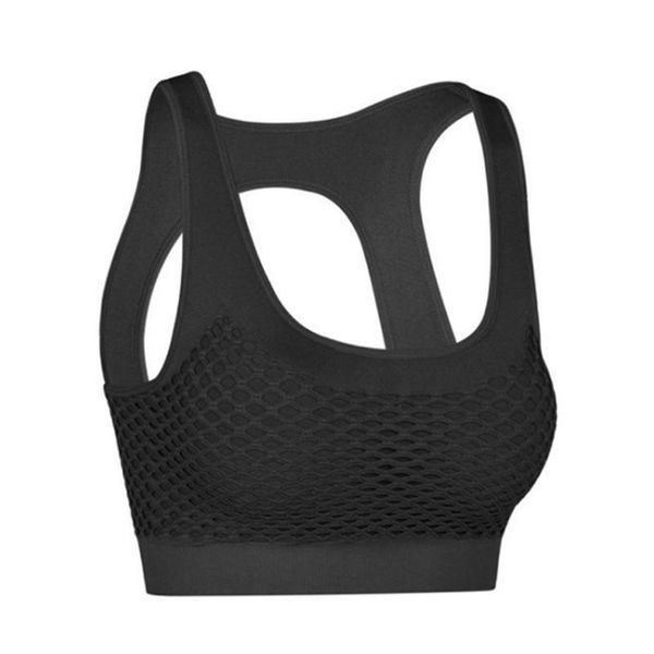 

gym clothing women casual solid o-neck sleeveless mesh patchwork short vest sporting soft and breathable material. bra slim, White;black