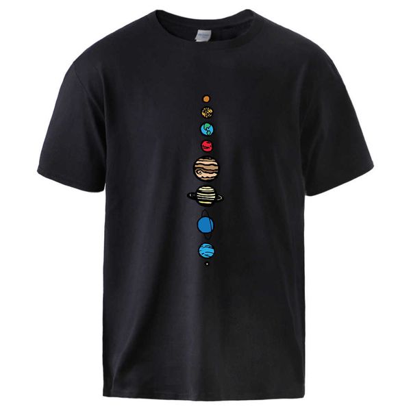 

solar system planets colour t-shirt man causal short sleeve tshirt 2020 sell man brand cotton t shirts male workout x0621, White;black
