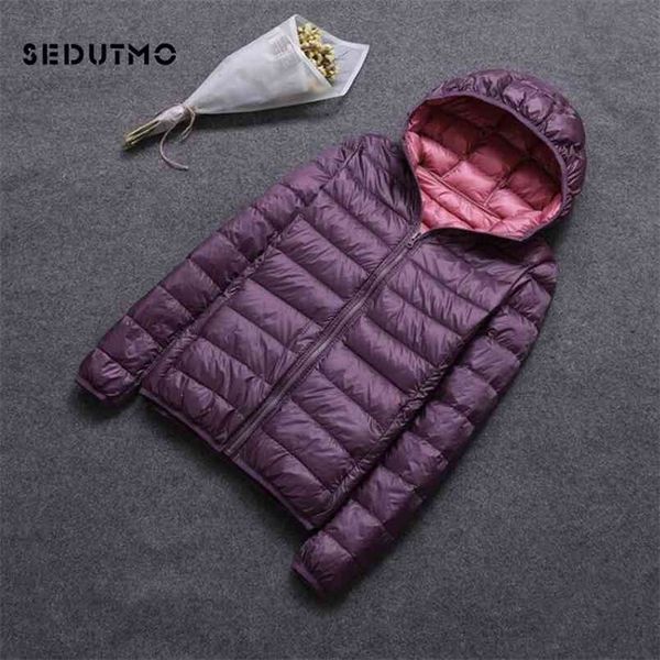 SEDUTMO Winter Plus Size 3XL Cappotto in piumino d'anatra da donna Giacche con cappuccio su due lati Cappotto ultraleggero Giacca imbottita primaverile ED616 210819