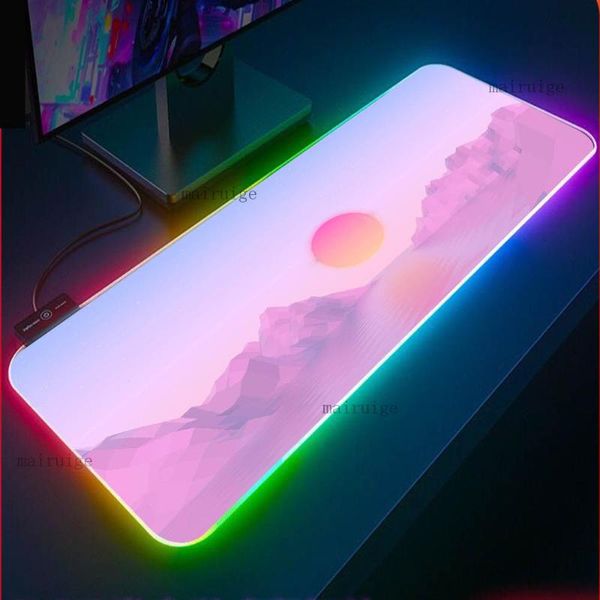 

mouse pads & wrist rests pink sunrise clouds rgb mousepad xxl gaming accessories girl heart usb anti-skid pad gamer notebook led keyboards d