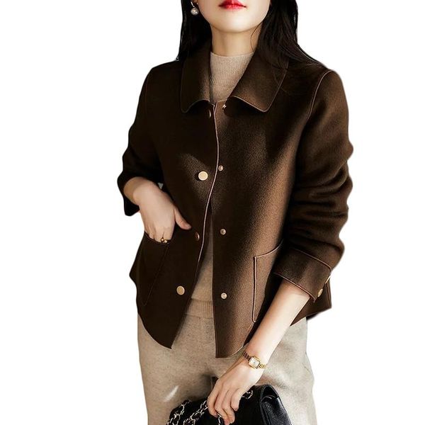 

women's wool & blends women's short coat 2021 spring autumn fashion woolen loose plus size casual outerwear, Black