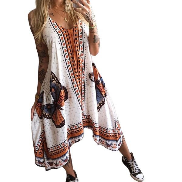 

women's spring and summer new printing backless irregular women, Black;gray