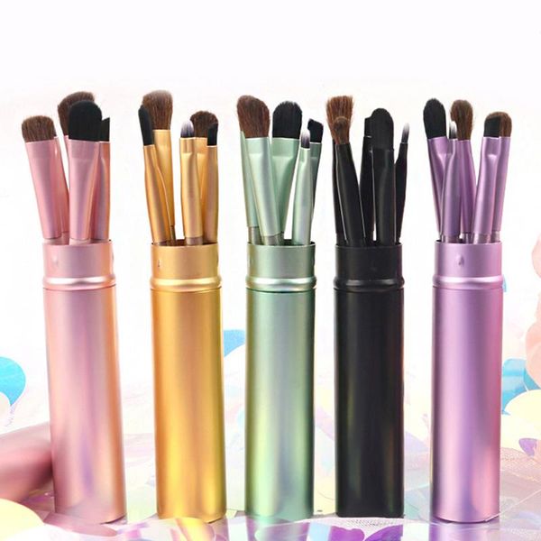 

makeup brushes 5pcs travel portable aluminum tube mini eye brush set cosmetic tool