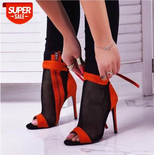 

high heels mesh hollow fish mouth sandals are available in size 40 #ah43, Black