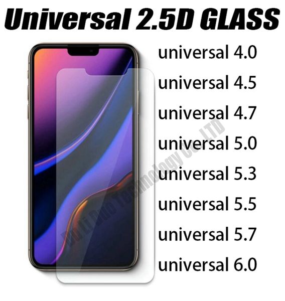 Универсальное закаленное стекло телефон защитника экрана 4.0 4.5 4.7 5.0 5.3 5.5 5.7 6,0 дюйма 2.5D 0,33 мм Premium Film Beval Sale