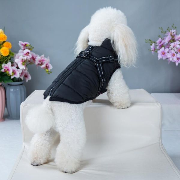 

dog apparel autumn winter clothes pet skiing costume sleeveless cotton padded vest with durable chest strap harness