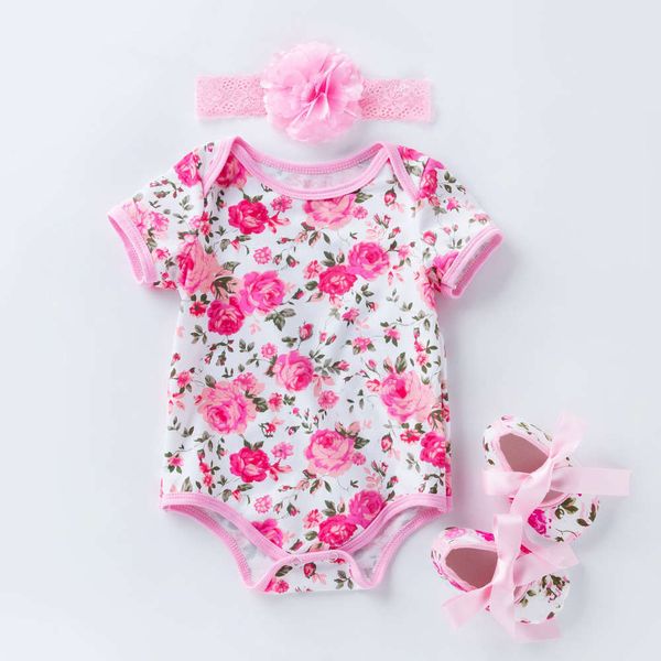 

baby siamese summer short sleeve khaki three piece women's creeping suit printed children's, White