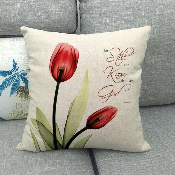 

cushion/decorative pillow 45cm*45cm vintage tulip watercolor flowers plant linen/cotton throw covers couch cushion cover home decor pillowca