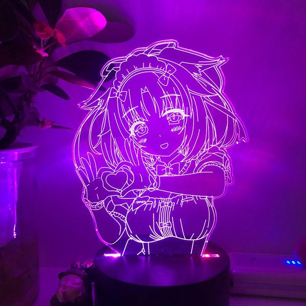 

night lights anime nekopara cinnamon 3d led light 16color changing usb touch lamp for home party gift drop