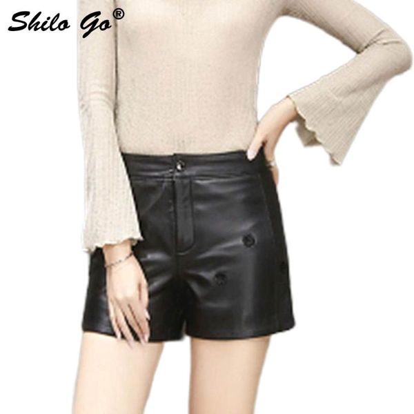 

women's shorts leather womens autumn fashion sheepskin genuine and concise 3d flowers pocket black short, White;black