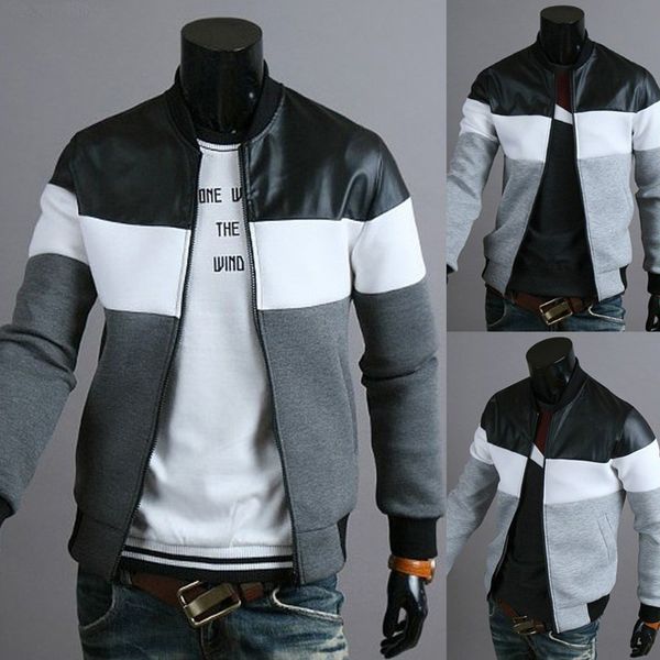 

fall mens fashion jackets casual fit long-sleeved clothes patchwork design menfolk long-sleeved jacket sports wear, Black;brown