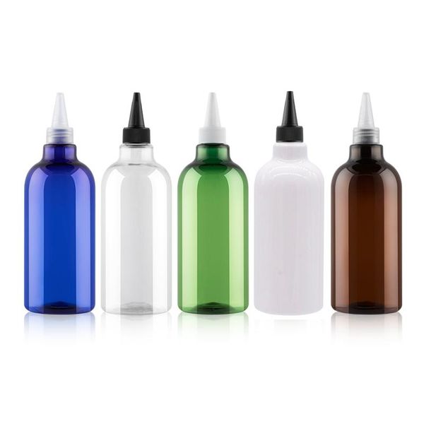 

10pc 500ml round plastic cosmetic bottle with pointed mouth cap perfume travel packaging containers storage bottles & jars