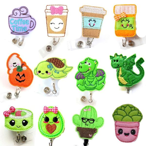 

pins, brooches felt smiling retractable pull badge reel lovely id name tag card holder clips, Gray