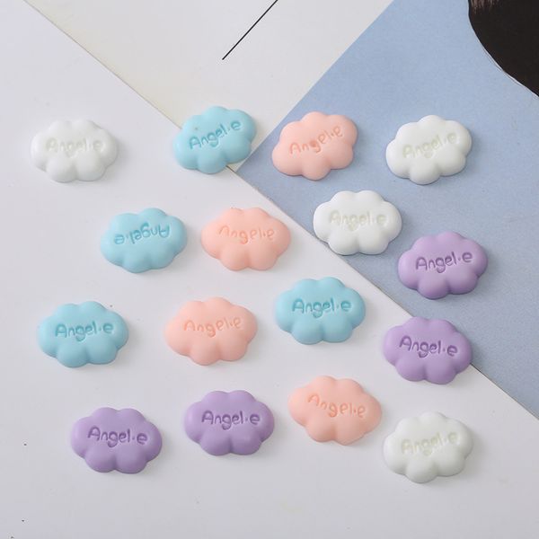 

30pcs 15*22mm colorful resin components kawaii mini angele clouds flatback cabochon scrapbook figurine garden accessories ornament diy craft, Blue;slivery