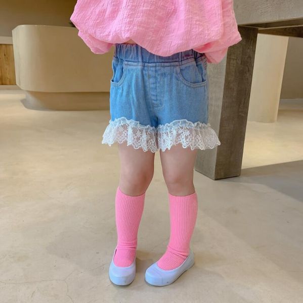 

arrival girls denim lace shorts ruffles summer fashion 1-6 years cy714, Black