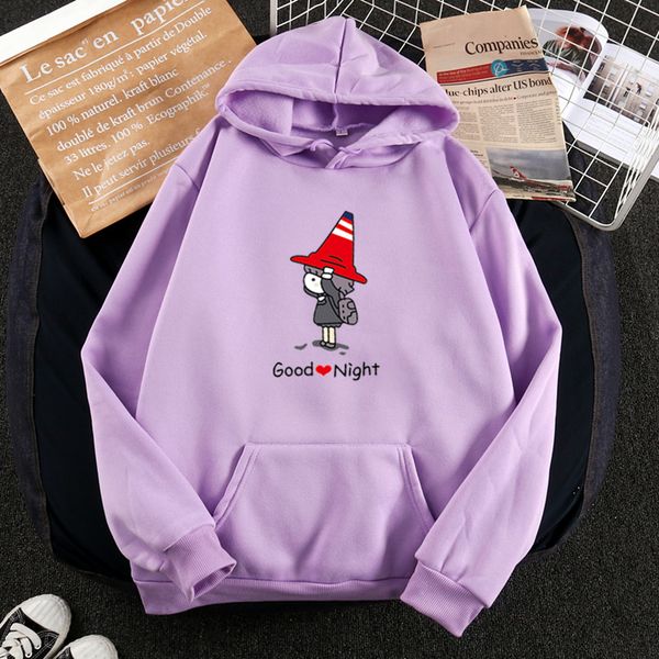 

fleece hoodie women autumn and winter new korean version of students loose pullover hooded cartoon print thick coat, Black