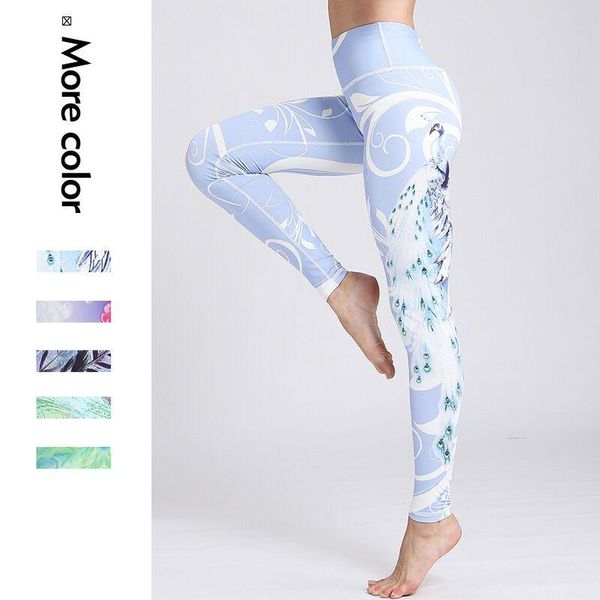 

women's leggings peacock swan egret 3d print women fitness high waist stretchable sporting female soft flexible workout leggins, Black
