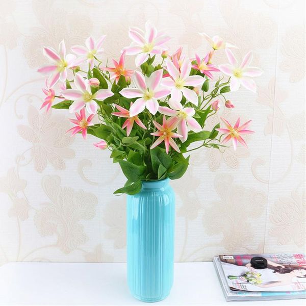 

decorative flowers & wreaths 3 forks trident iron lotus artificial real touch silk clematis floral latex noble bouquet home decor