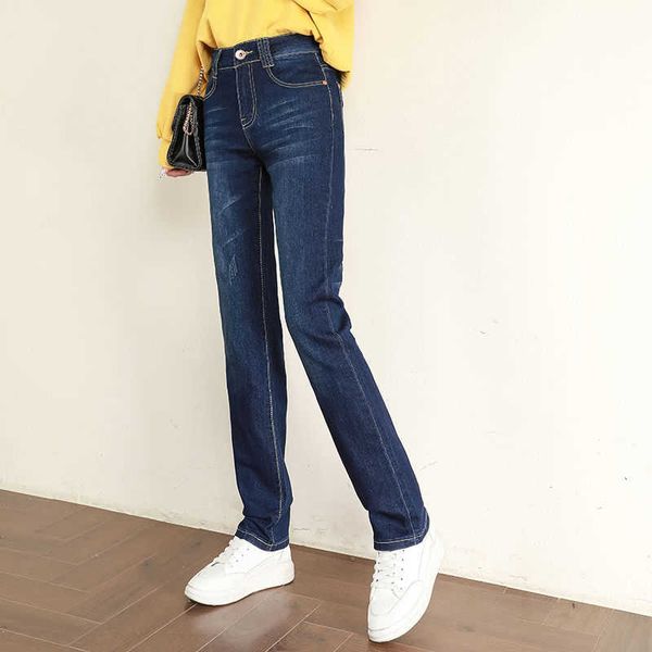 

woman jeans pants autumn and winter high waist black straight women's loose casual pantalones vaqueros mujer, Blue