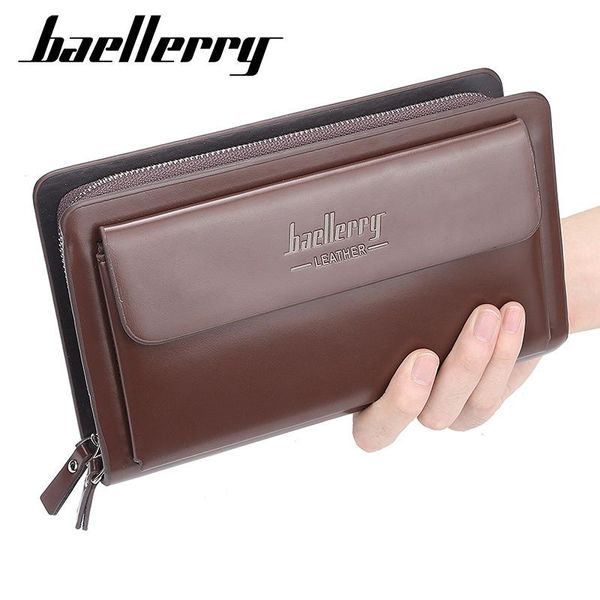 

wallets leather men clutch wallet long purse business large capacity double zipper phone bag for male card holder, Red;black