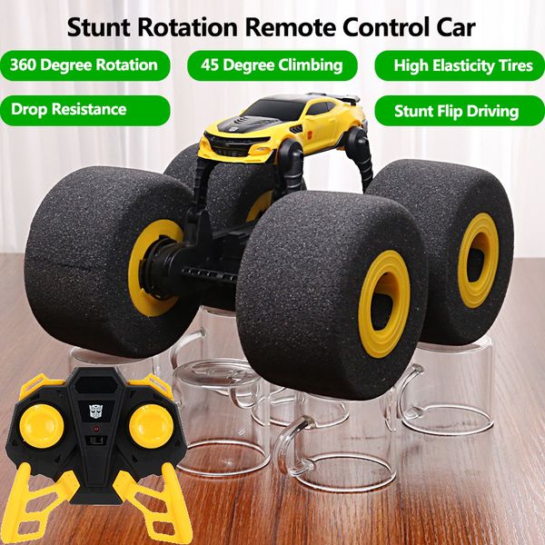 

Elasticity Sponge Tire Big Foot RC Car Stunt Flip 360 Degree Rotation Slope Climbing Anti-collsion kids Electric bee RC car Toy